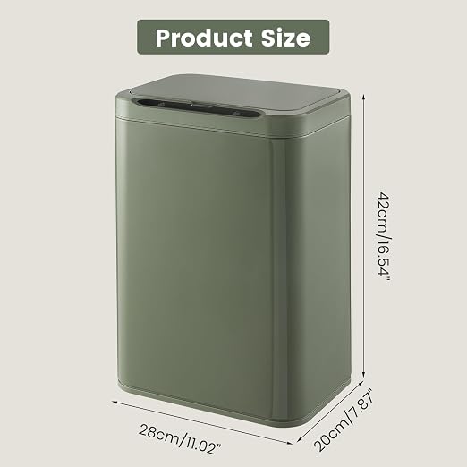 ELPHECO Stainless Steel Office Trash Can Avocado Green, 5.5 Gallon | Motion Sensor Garbage Can Touchless Smart Trash Can Automatic Waste Bin for Kitchen, Office, Bathroom