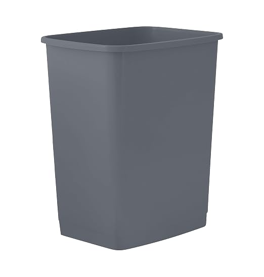 Superio Small 2.5 Gallon Plastic Trash Can, Waste Bin for Under Desk, Office, Bedroom, Bathroom- 10 Qt, (Dark Grey)