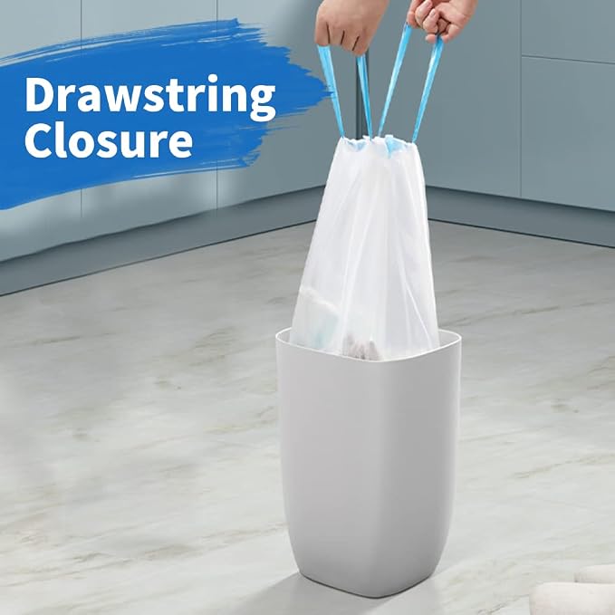 Charmount 4 Gallon Trash Bag - Drawstring Small Trash Bags 120 Count | Unscented Clear Trash Can liners for Bathroom, Office, Kitchen Small Trash Can