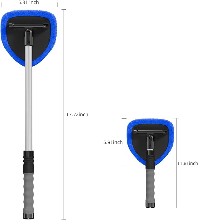 desin Windshield Cleaning Tool, Car Window Cleaner Windshield Cleaner with 4 Reusable and Washable Microfiber Pads and Extendable Handle Auto Inside Glass Wiper Kit