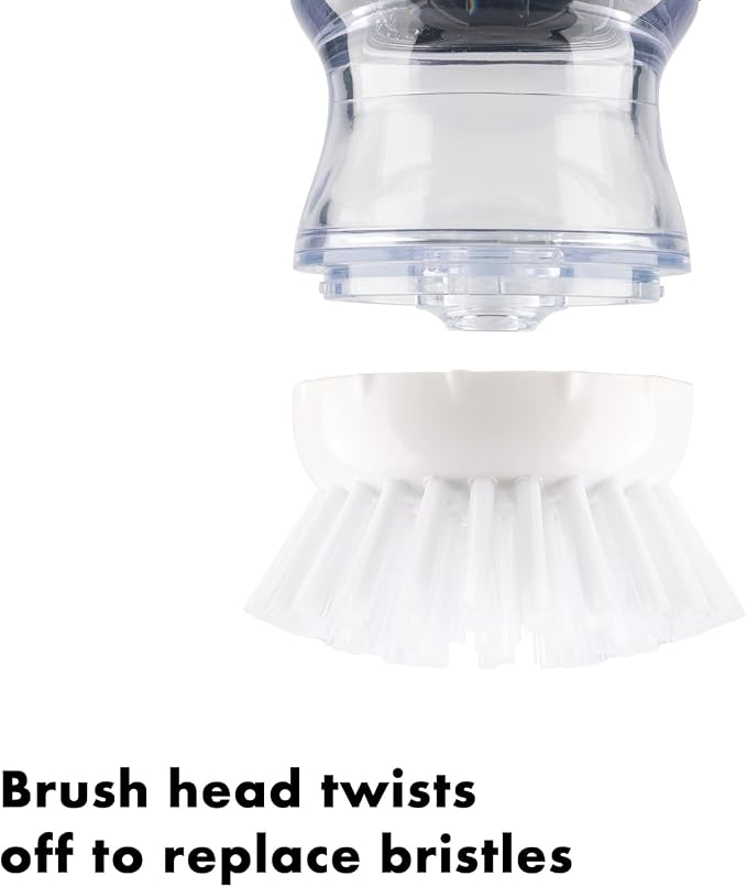 OYV Soap Dispensing Palm Brush Refills, 4-Pack Replacement Heads, White | Non-Scratch Nylon Bristles, Easy Twist-On Installation, Safe for Non-Stick Cookware