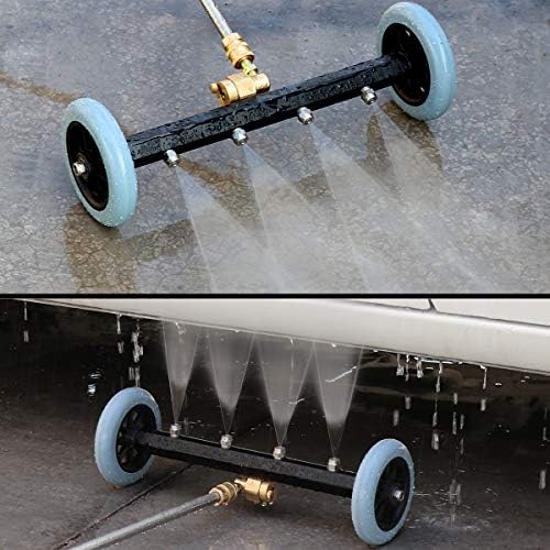 Pressure Washer Undercarriage Cleaner, 16 Inch Water Broom 4000 PSI | Pressure Washer Surface Cleaner Attachment with 2 Extension Wands & 60° Angled Wand for Under Car Washing