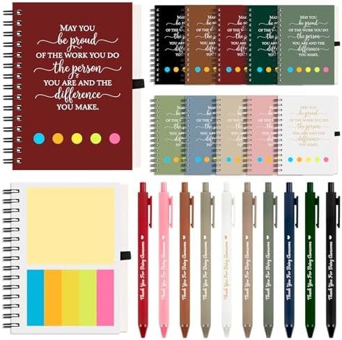 40 Sets Employee Appreciation Gifts Bulk Inspirational Spiral Notebook Journal with Sticky Notes Bamboo Pen Back to School Gifts for Students Teacher Nurse Coworker Office Team Housekeeping Staff