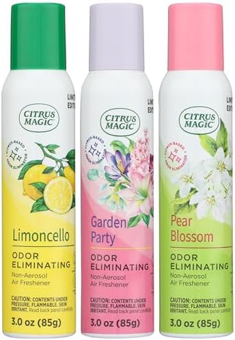 Citrus Magic Air Freshener Spray, Assorted Fragrances, 3 Ounce, Pack of 3 | Limoncello, Garden Party, Pear Blossom, Odor Eliminator for Home, Up to 7 Hours of Freshness, Non-Aerosol
