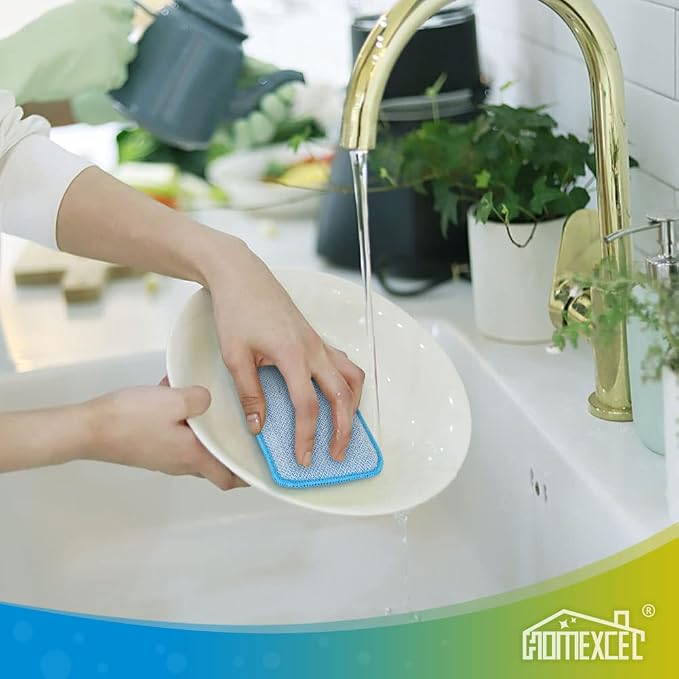 HOMEXCEL 12PK Scrub&Wipe Cloths, Dual-Sided Non-Scratch Sponges for Kitchen | Reusable Wire Dishwashing Rag, All-Purpose Scrub for Non-Stick Cookware/Dishes/Countertops/Bathroom/Household, Multicolor