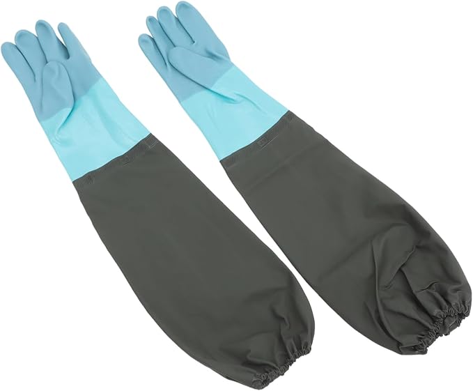 Luxshiny Waterproof Long Rubber Gloves for Cleaning Elbow Length Heavy Duty Work Gloves Sturdy Gardening Extended Cuff for Kitchen and Household Use