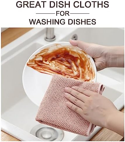 K&janet6am Dish Cloths for Washing Dishes, 6 Pack Kitchen Dish Towels, Super Absorbent Microfiber Cleaning Cloth, Barista Micofiber Cloths for Espresso Machine,12x12 Inches