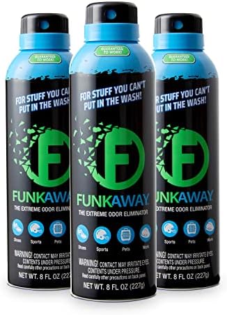 FunkAway Odor Eliminator Spray, Air Freshener for Home & Car, 8 oz, 3 Pk | Air freshener odor eliminator spray helps remove shoe, pet, and bulky-item smells that linger in hard-to-wash gear.