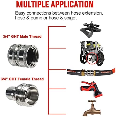 YAMATIC Stainless Steel Garden Hose Quick Connectors, 3/4" Thread (4 PACK) | Heavy Duty Stainless Steel Fittings, Durability and Leakproof for Garden, Yard, Lawn, Instant Connection