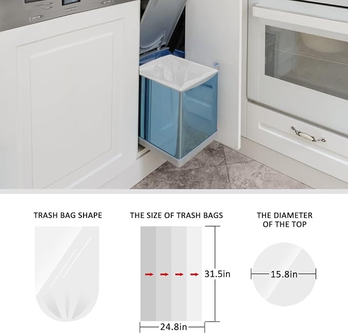 13 Gallon 80 Count Tall Kitchen Trash Bags 10 Gal 12 Gal 13 Gal fit 50 Liters Garbage Bags by Teivio, Waste Basket Bags,Bathroom Trash Can Bin Liners, Plastic Bags for home office kitchen, Clear | Fit 50 Liters,10,12,13Gal,Light Duty Small Plastic Wast...
