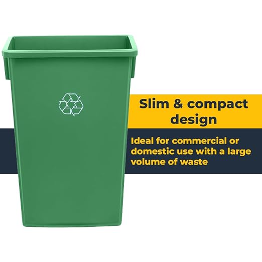 3 pack 23 Gallon Waste Bin with Lid & Dolly, Heavy-Duty Trash Can, Slim Rectangular Garbage Bin, Durable Waste Container, Recycling Bin, Plastic Wastebasket for Kitchen, Garage, Restaurants, Office