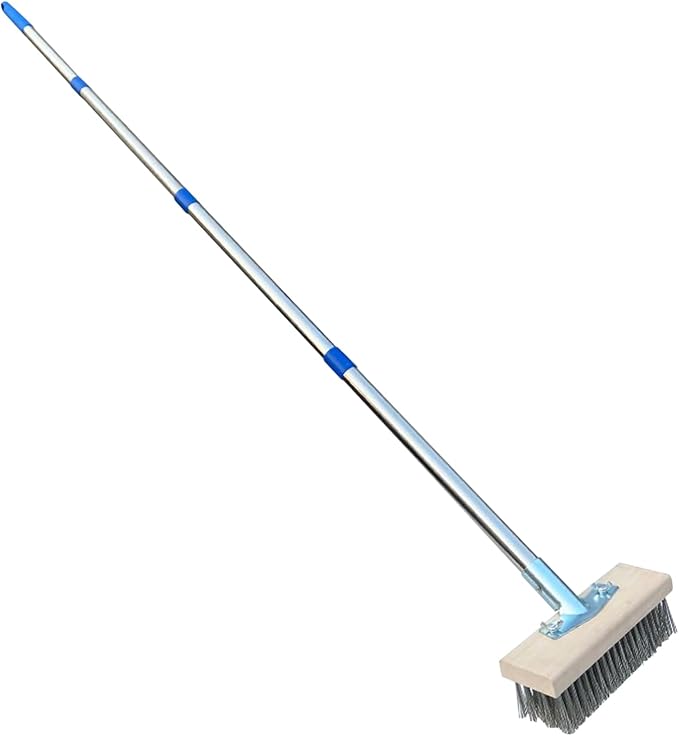 Concrete Scrubber Manual Patio Scrubber Garden Sweeping Tool | Deck Scrub Brush Long Handle Outside Moss Remover Outdoor Scrubbing Tool Garage Cleaner for Patio Deck Garden Shower Wall