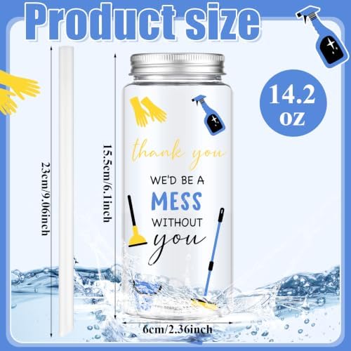 Skylety 48 Pcs Housekeeping Week Appreciation Gift Bulk Cup, Housekeeping 1 | 2026 Housekeeping Week Service Staff Housekeeper Gifts 14 oz Plastic Cup with Lid and Straw We Would Be a Mess Without You