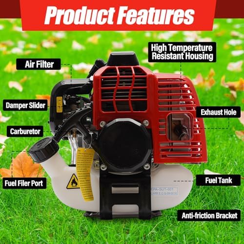 MOCHAG 52CC 2 Stroke Outdoor Hand Held Gas Power Broom, 2.3HP 1.8M Air-Cooled Gasoline Power Broom Walk Behind Sweeper with Goggles, Cleaning Driveway Turf Lawns Snow Tools High Performance Cleaner