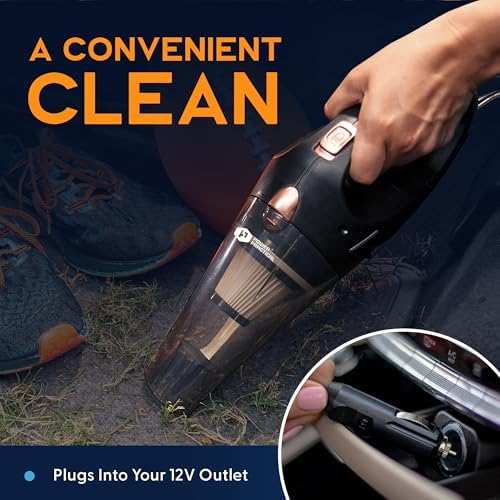 ThisWorx Handheld Car Vacuum, Portable Car Vacuum Cleaner with 16Ft Cord | 12V High Power, Lightweight Design for Car Interior, RV, Boats & Travel, Includes 3 Attachments & Storage Bag