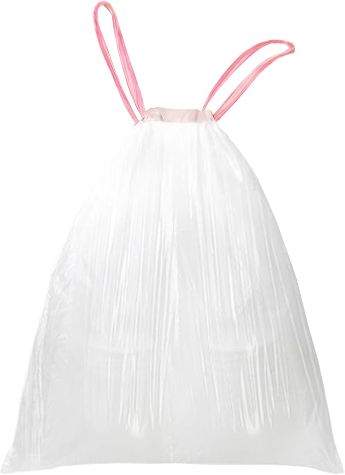 Waikas 1.2 Gallon Small Trash Bags Drawstring, Mini Garbage Bags, 88 Count, 1.14Mil Thickness, 3.8g/pcs, 38 * 41cm, Unscented, Clear