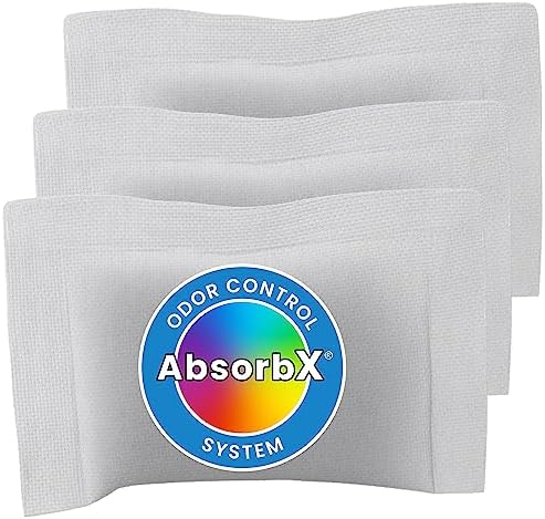 iTouchless Official AbsorbX 3-Pack Trash Can Odor Filters Activated All Natural Charcoal Air Freshener Deodorizer Absorber Stops Garbage Smells for 8 Gallon & Larger Garbage Bins with Compartment