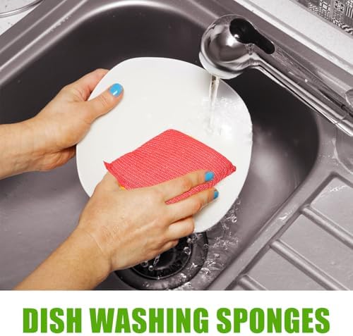 4pcs Non-Scratch Kitchen Cleaning Sponges, Ultra-fine Fiber Dish Scrub Pads for Household Dishwashing and Hard Surface Cleaning, Assorted Colors