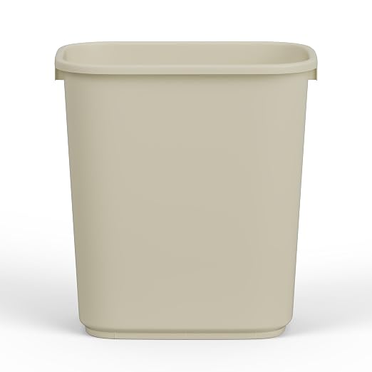 28 Qt. / 7 Gallon Beige Rectangular Wastebasket Trash Can | 6 Pack