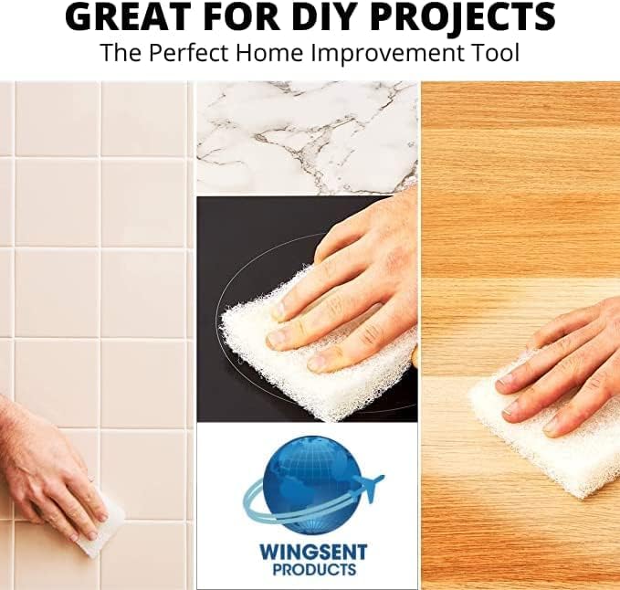 Commercial Light Duty White Scrub Pad - 4.6" x 10" Non-Abrasive Cleaning Pad for Delicate Surfaces, Kitchen, Bathroom, Glass & More (2)