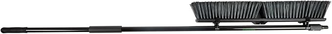 Restaurantware-Clean Tek Professional 23.62 Inch Push Broom, 1 Heavy-Duty Broom With 59” Handle - Heavy Bristles, 2 Handle Attachment, Wooden, Commercial Use, For Deck, Garage, Yard, Patio