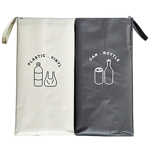 Separate Recycling Waste Bin Bags for Kitchen Home Recycle Garbage Trash Sorting Bins Organizer Waterproof Baskets Compartment Container (Set of 2 Color Pack)