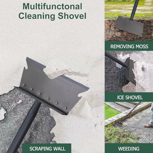 Garden Cleaning Shovel, Ice Scraper, 59 Inch Adjustable Handle Heavy Duty Garden Tool Multifunctional Cleaning Shovel, for Lawn Edging, Scraping, Weed and Ice Removal
