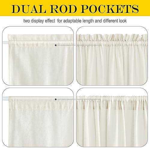 NICETOWN Ivory White Sidelight Door Curtain 72 Inches Long for Side Window | Linen Sheer, Privacy Light Filtering, French Door Curtain Panels with Adjustable Tieback, 26 inch Wide, 1 Panel, Ivory White