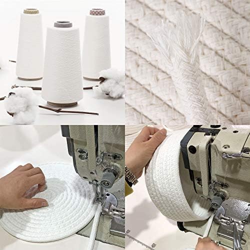 Sea Team Round Woven Cotton Rope Storage Basket with Lid, Lavender | Lidded Knitted Decorative Storage Bin, Pot, Caddy, Organizer, Container for Snacks, Towels, Plants, 10 x 4.5 Inches