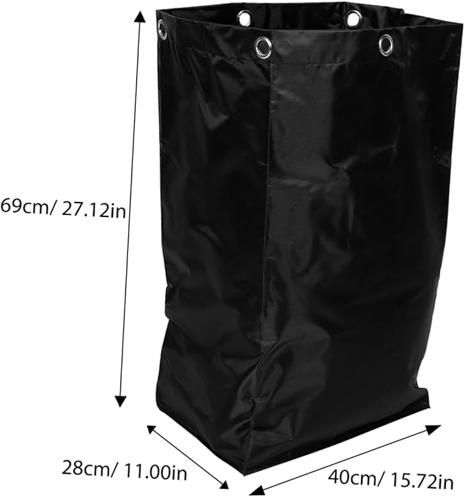 Portable Cleaning Cart Bag Replacement Janitorial Canvas Organizer | Large Storage Capacity, Black Color, Easy Attachment and Removal, Handles Heavy Loads for Housekeeping Carts