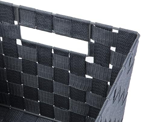 Large Gray Woven Storage Basket With Cut-Out Handles, Decorative Organizer Bin For Bathroom, Bedroom, Living Room, Office And Home Organization