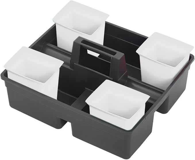 Cleaning Supplies Caddy Elegant Portable Organizer for Hotel Rooms Sturdy Plastic Design with Generous Capacity for Cleaning Supplies and Guest Amenities White
