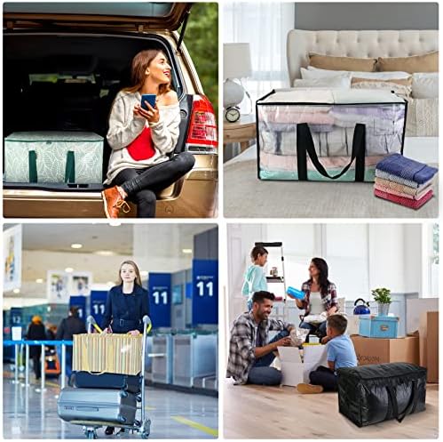 BALEINE 2-Pack Oversized Moving Bags with Reinforced Handles, Heavy-Duty Storage Tote for Clothes, Moving Supplies (Antique Folidage, 2-Pack)