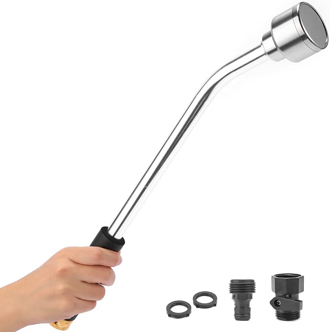 18-inch Soft Rain Watering Wand with Shut Off Valve, Lightweight and Durable Metal Gentle Watering Wand Perfect for Hanging Baskets, Planters, Garden, Shrubs and Seedbed | Lightweight and Durable Metal Gentle Watering Wand Perfect for Hanging Baskets, ...