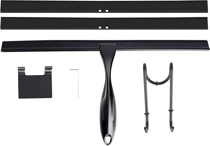 14'' Shower Squeegee, TOOVEM Squeegee for Shower Glass Door for Glass Doors, Windows, Bathroom, Car Windshield, Black