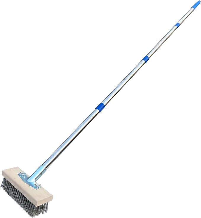 Outdoor Broom Patio Scrubber Moss Algae Plant Stain Remover | Deck Scrub Brush Long Handle Outside Moss Remover Outdoor Scrubbing Tool Garage Cleaner for Patio Deck Garden Shower Wall