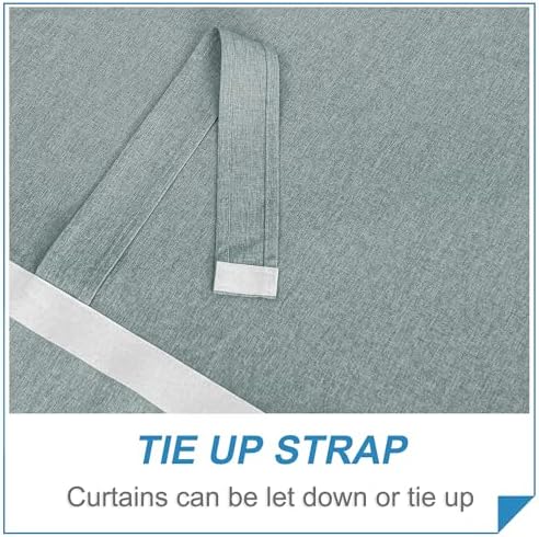 RYB HOME Door Window Curtains, Rich Linen Texture Room Darkening Thermal Insulated Tricia French Door Curtains Drapes Blinds for Patio Doorway, W26 x L80 inch, 1 Panel, Stone Blue