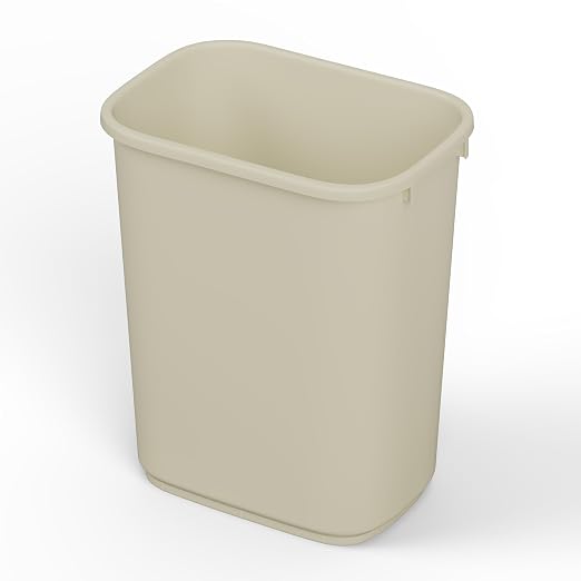 28 Qt. / 7 Gallon Beige Rectangular Wastebasket Trash Can | 6 Pack