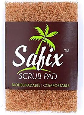 Safix Natural Non-Scratch Multi-Purpose Coconut Scrub-Pad, 4-Count. (7 x 10)
