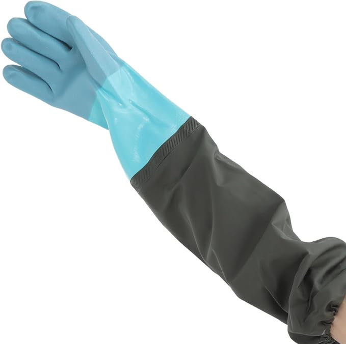 Zerodeko Long Rubber Gloves Elbow Length Waterproof Heavy Duty Reusable Household Cleaning Gloves with Extended Cuff for Gardening and Work Safety
