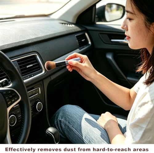 2 PCS Car Interior Dusting Brush, Soft Bristles Auto Dashboard Duster Interior Cleaning Brush, Scratch-Free Microfiber Sweep Detailing Brushes for Car Air Vent Dash Seat