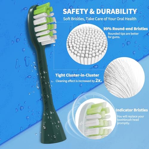 10 Pack Toothbrush Replacement Heads for Philips One Sonicare, Sage Green | Medium bristles, Aldult Tooth Brush Heads Refill