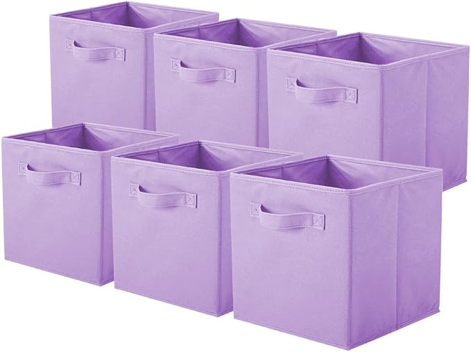 ShellKingdom Storage Bins, Foldable Fabric Storage Cubes And Cloth Storage | Storage Organizer For Closet And Toys, 10.5x10.5x11 INCH, 6 Pack (Lavender)