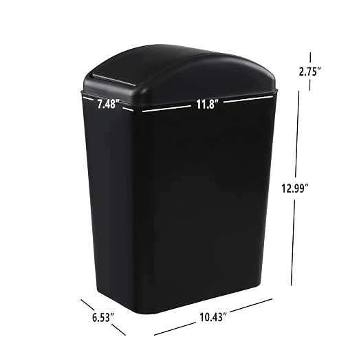 4.5 Gallon Slim Trash Bin with Lid, Swing Top Garbage Can, Black