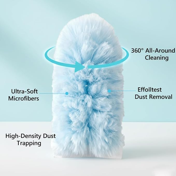 40 Pack Duster Refills Kit Disposable for Swiffer Duster Handle | Heavy Duty Replacement,for Home, Blinds, Car, Pet, Furniture, Fans With 1 Handle 360° Deep Cleaner (Blue)