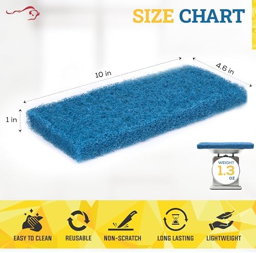 KLEEN HANDLER Medium Duty Cleaning Scrub Pad, Pack of 20,Blue, 10 x 4.6 in | Scouring Sponges for Kitchens, Bathrooms, Counters and Floors Cleaning