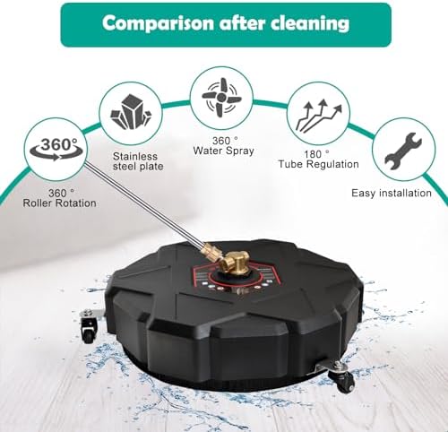 13" Pressure Washer Surface Cleaner,Selkie Power Washer Driveway Attachment with 2 Power Washer Extension Wands&4 Replacement Nozzles,2500 PSI