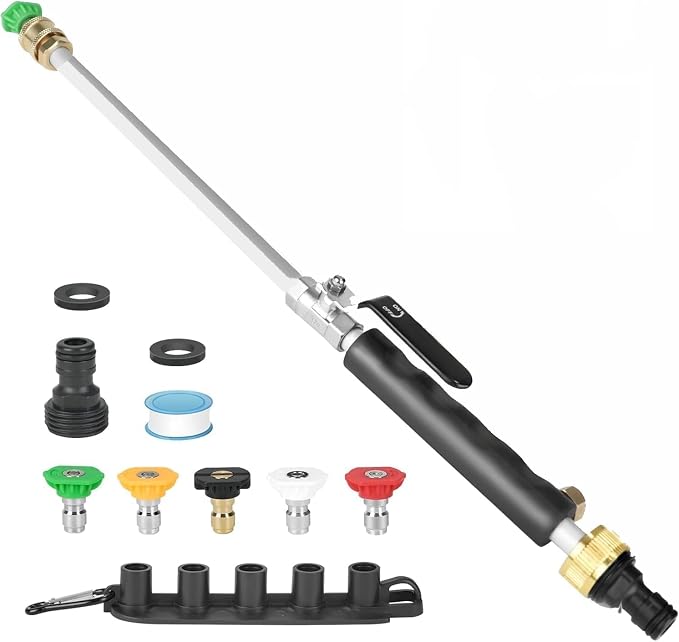 7-1 Jet Nozzle High Pressure Hose Nozzle for Patio, Car | High Pressure Power Washer Wand, Versatile Cleaning Tool, For Gutter, Patio, Car Wash, Gardening
