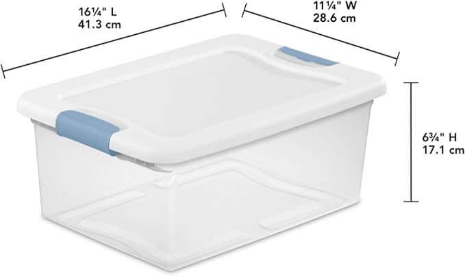 Sterilite Latching Box with Lids for Home and Office, 15 Quart, 12-Pack | Heavy-Duty and Stackable Plastic Containers with Latches for Closet, Cabinet, Bedroom, Bathroom and Dorm Room Organization