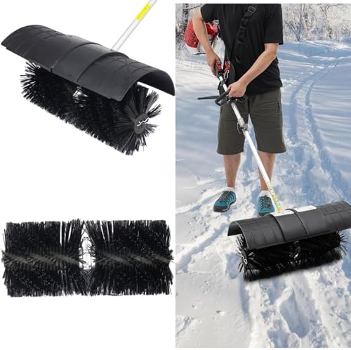 Power Broom,Gas Powered Sweeper Brush Broom, Cordless Hand Held Walk Behind Power Shovel Snow Cleaner for Driveway Lawn Garden, 52CC 2-Stroke, 2.4HP (21x10 EPA)
